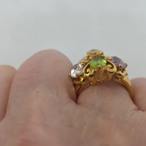 Host Pick Incredible Rare Victoria Wieck Peridot Amethyst Topaz Citrine Ring - Picture 8 of 9